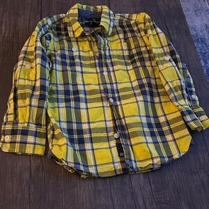 GAP Yellow and Navy Plaid Shirt